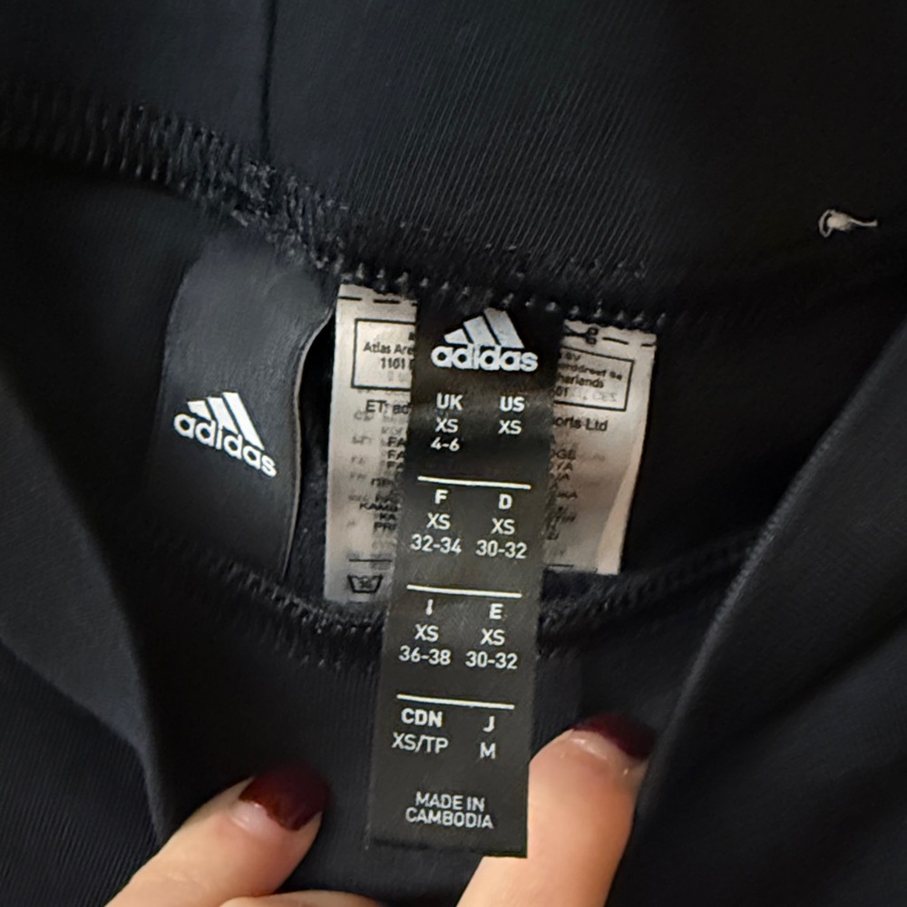 Adidas Black Leggings with White Logo - Picture 2 of 3